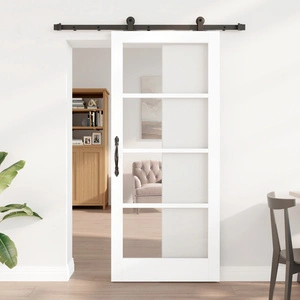 Плъзгаща се врата ORKDAL с комплект обков от естествено дърво, бяла, 86x198.5 см