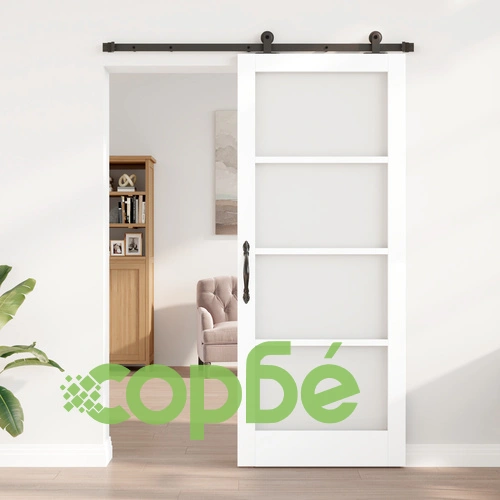 Плъзгаща врата ORKDAL с хардуерен комплект, бяла, 86x211 см, с матово стъкло ➤ топ цена ➤ sorbe.bg