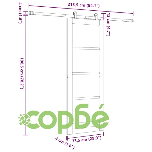 Плъзгаща врата ORKDAL с механизъм 73.5 x 198.5 см натурално дърво ➤ топ цена ➤ sorbe.bg