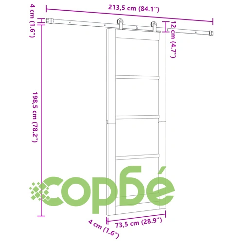 Плъзгаща врата ORKDAL с комплект принадлежности, бяла, дървена, 73.5x198.5 см ➤ топ цена ➤ sorbe.bg