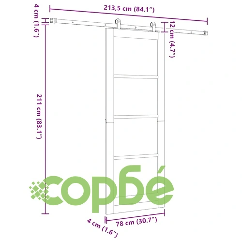 Плъзгаща врата ORKDAL с релсов механизъм 78x211 см естествено дърво ➤ топ цена ➤ sorbe.bg