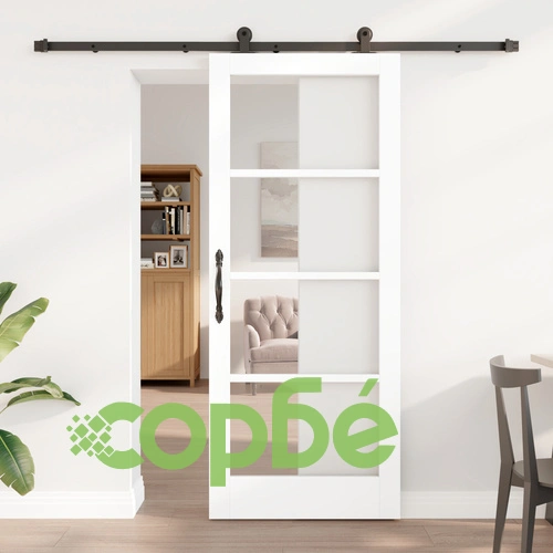 Плъзгаща врата ORKDAL с комплект за монтаж, Бяла, 83x202x4 см, със стъкло ➤ топ цена ➤ sorbe.bg