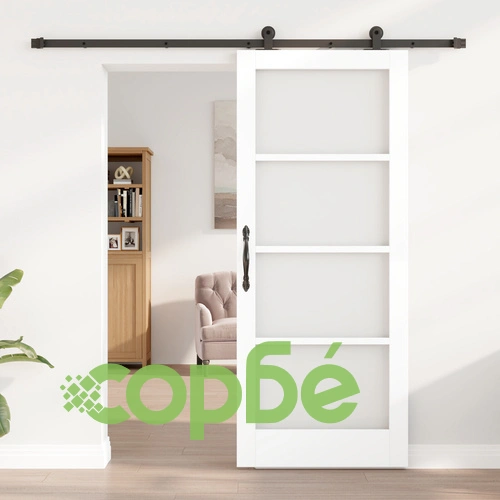 Плъзгаща врата ORKDAL с комплект за монтаж, Бяла, 83x202x4 см, със стъкло ➤ топ цена ➤ sorbe.bg