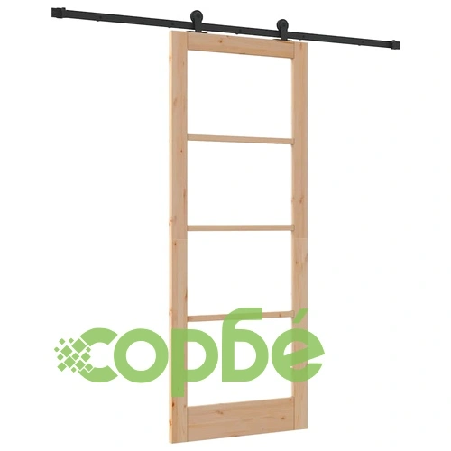 Плъзгаща врата ORKDAL с метални елементи 83x211 см борово дърво бежов цвят ➤ топ цена ➤ sorbe.bg