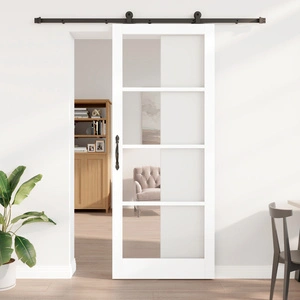 Плъзгаща Врата с Механизми ORKDAL, Бяла, 93x232x4 см, с Вградено Стъкло