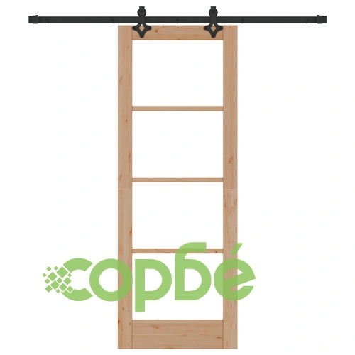 Плъзгаща врата ORKDAL 73.5x198.5x4 см от масивна борова дървесина със стъклен панел и комплект аксесоари ➤ топ цена ➤ sorbe.bg