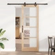 Плъзгаща врата ORKDAL 78x211x4 см с комплект за монтаж - Масивно борово дърво и стъкло