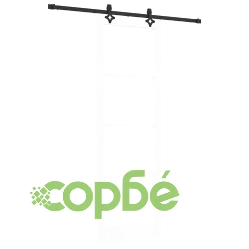 Плъзгаща Врата ORKDAL Бяло Масивно Дърво и Стъкло 78x232x4 см с Хардуерен Комплект ➤ топ цена ➤ sorbe.bg