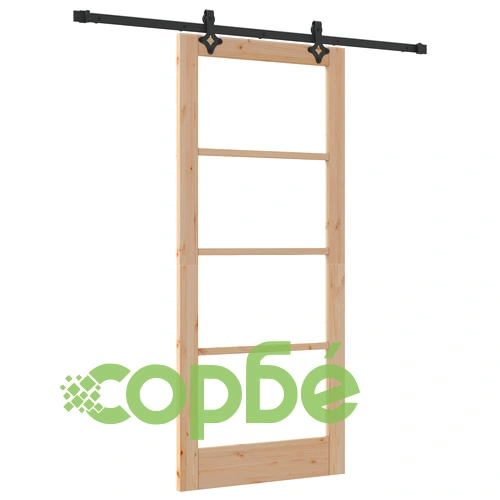 Плъзгаща врата ОРКДАЛ 86x198.5x4 см от масивна боровина и стъкло с хардуерен комплект ➤ топ цена ➤ sorbe.bg