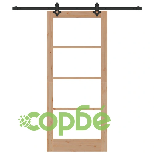 Плъзгаща врата ОРКДАЛ 86x198.5x4 см от масивна боровина и стъкло с хардуерен комплект ➤ топ цена ➤ sorbe.bg