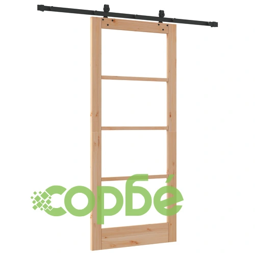 Плъзгаща врата ОРКДАЛ 86x198.5x4 см от масивна боровина и стъкло с хардуерен комплект ➤ топ цена ➤ sorbe.bg