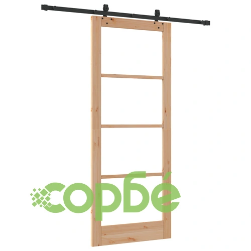 Плъзгаща се врата ORKDAL 86x211x4 см от масивно борово дърво и стъкло с пълна комплектация за монтаж ➤ топ цена ➤ sorbe.bg