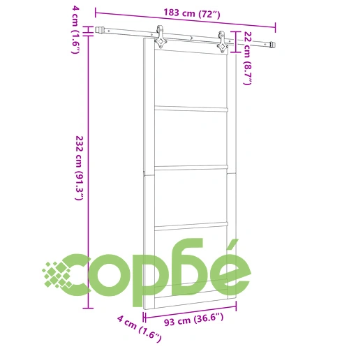 Плъзгаща врата ORKDAL от масивно иглолистно дърво и стъкло с комплект за обков, 93x232x4 см ➤ топ цена ➤ sorbe.bg