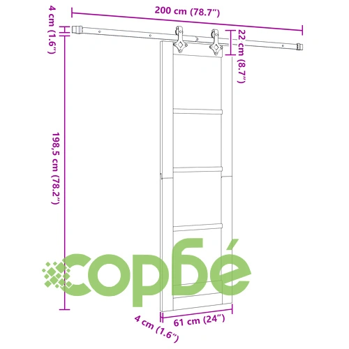 Плъзгаща се врата ORKDAL от масивно дърво и стъкло с пълен монтажен комплект ➤ топ цена ➤ sorbe.bg