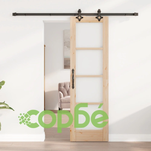 Плъзгаща се врата ORKDAL от масивно дърво и стъкло с пълен монтажен комплект ➤ топ цена ➤ sorbe.bg