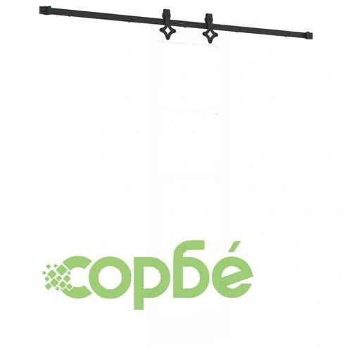 Плъзгаща врата ORKDAL от бяло масивно дърво и стъкло с комплект аксесоари, 61x198.5x4 см ➤ топ цена ➤ sorbe.bg