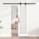Плъзгаща врата ORKDAL от бяло масивно дърво и стъкло с комплект аксесоари, 61x198.5x4 см