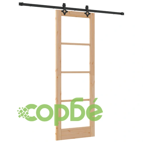 Плъзгаща се врата ORKDAL 73.5x211x4 см от масивна борова дървесина и стъкло с комплект крепежи ➤ топ цена ➤ sorbe.bg
