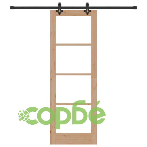 Плъзгаща се врата ORKDAL 73.5x211x4 см от масивна борова дървесина и стъкло с комплект крепежи ➤ топ цена ➤ sorbe.bg