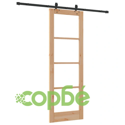 Плъзгаща се врата ORKDAL 73.5x211x4 см от масивна борова дървесина и стъкло с комплект крепежи ➤ топ цена ➤ sorbe.bg