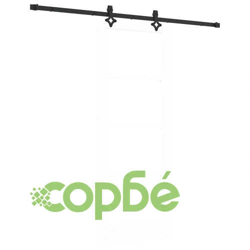 Плъзгаща врата ORKDAL от бяло масивно дърво и стъкло 78x202x4 см с включен хардуер ➤ топ цена ➤ sorbe.bg