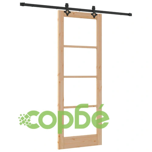 Плъзгаща врата ORKDAL от масивно борово дърво и стъкло, 78x211x4 см с комплект хардуер ➤ топ цена ➤ sorbe.bg