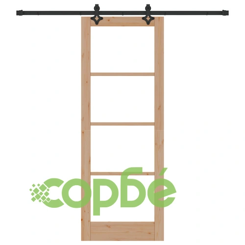 Плъзгаща врата ORKDAL от масивно борово дърво и стъкло, 78x211x4 см с комплект хардуер ➤ топ цена ➤ sorbe.bg