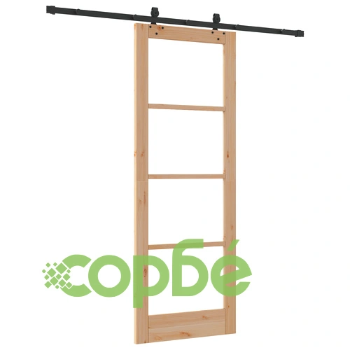 Плъзгаща врата ORKDAL от масивно борово дърво и стъкло, 78x211x4 см с комплект хардуер ➤ топ цена ➤ sorbe.bg