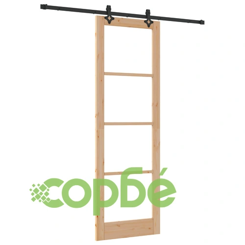 Интериорна плъзгаща врата ORKDAL 78x232x4 см от масивна борова дървина и стъкло с комплект хардуер ➤ топ цена ➤ sorbe.bg