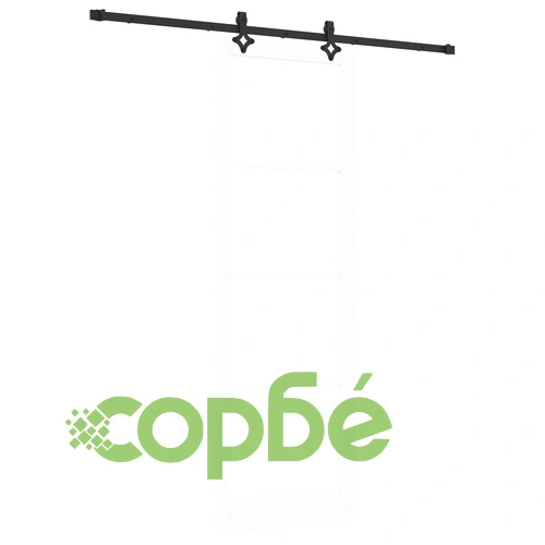 Плъзгаща врата ORKDAL от бяло масивно дърво и стъкло 78x232x4 см с комплект оборудване ➤ топ цена ➤ sorbe.bg