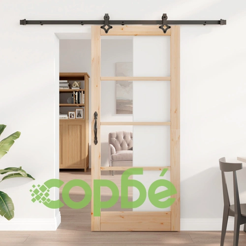 Плъзгаща врата ORKDAL 86x198.5 см от масивно борово дърво и стъкло с комплект за монтаж ➤ топ цена ➤ sorbe.bg