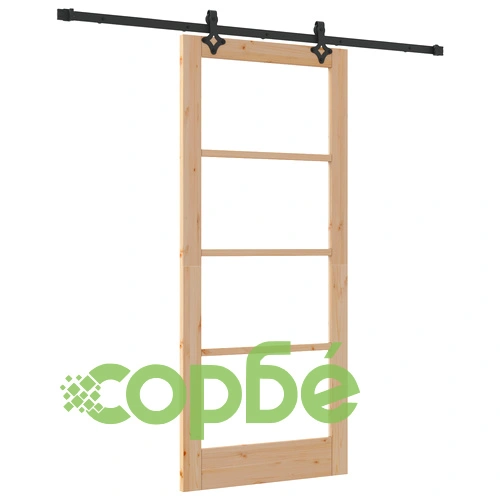 Плъзгаща врата ORKDAL 86x198.5 см от масивно борово дърво и стъкло с комплект за монтаж ➤ топ цена ➤ sorbe.bg