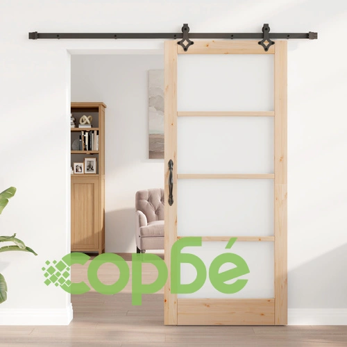 Плъзгаща врата ORKDAL 86x198.5 см от масивно борово дърво и стъкло с комплект за монтаж ➤ топ цена ➤ sorbe.bg