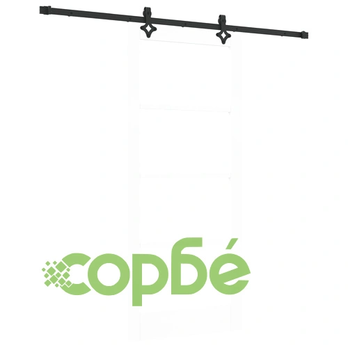 Плъзгаща врата ORKDAL от бяло масивно дърво и стъкло - 86x198.5x4 см с монтажен комплект ➤ топ цена ➤ sorbe.bg