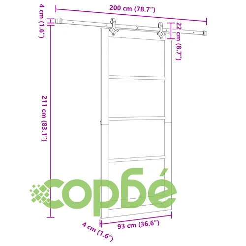 Плъзгаща врата ORKDAL 93x211x4 см от масивно борово дърво и стъкло с комплект принадлежности ➤ топ цена ➤ sorbe.bg