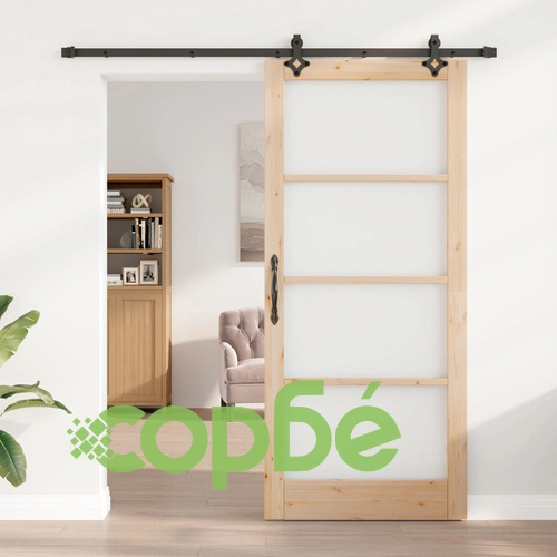 Плъзгаща врата ORKDAL 93x211x4 см от масивно борово дърво и стъкло с комплект принадлежности ➤ топ цена ➤ sorbe.bg