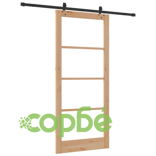 Плъзгаща врата ORKDAL 93x211x4 см от масивно борово дърво и стъкло с комплект принадлежности ➤ топ цена ➤ sorbe.bg