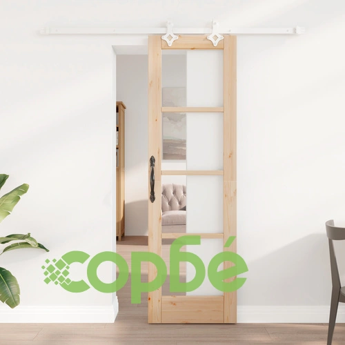 Плъзгаща се врата от масивен бор с комплект крепежи 61x198.5 см ➤ топ цена ➤ sorbe.bg