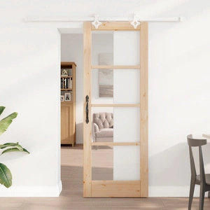 Плъзгаща се интериорна врата ORKDAL 73.5x198.5x4 см от масивно борово дърво със стъкло и хардуерен комплект