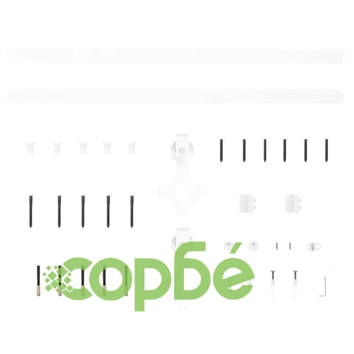 Плъзгаща се врата от масивна борова дървесина с комплект за монтаж, бяла, 73.5x198.5x4 см, със стъклен панел ➤ топ цена ➤ sorbe.bg