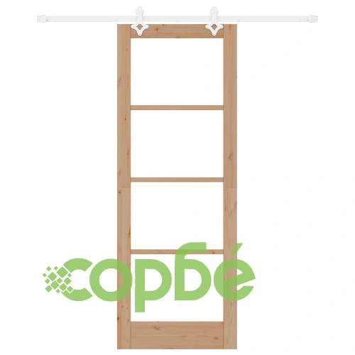 Плъзгаща врата ORKDAL с хардуер 78x211 см от масивно борово дърво със стъкло ➤ топ цена ➤ sorbe.bg