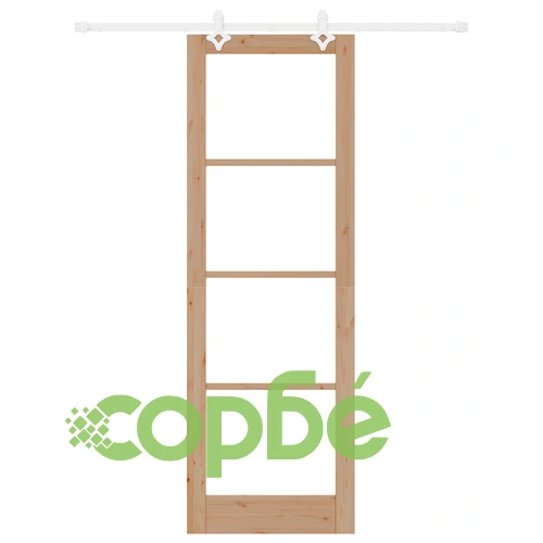 Плъзгаща се врата ORKDAL 78x232 см от масивна борова дървесина със стъкло и монтажен комплект ➤ топ цена ➤ sorbe.bg