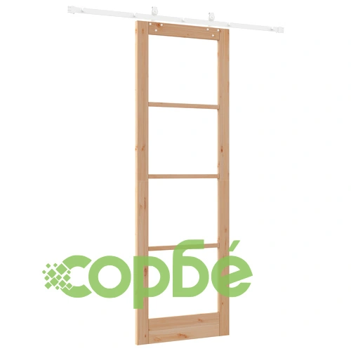 Плъзгаща се врата ORKDAL 78x232 см от масивна борова дървесина със стъкло и монтажен комплект ➤ топ цена ➤ sorbe.bg
