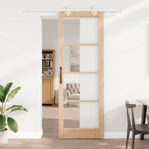 Интериорна плъзгаща се врата ORKDAL 83x232 см от масивно борово дърво със стъкло и комплект за монтаж