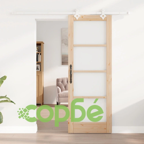 Плъзгаща се врата ORKDAL 73.5x198.5 см от масивно борово дърво със стъкло и хардуерен комплект ➤ топ цена ➤ sorbe.bg