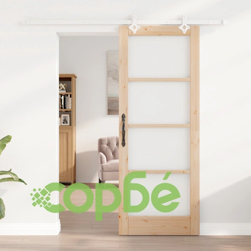 Плъзгаща врата ORKDAL 78x202 см от масивно дърво със стъкло и монтажен комплект ➤ топ цена ➤ sorbe.bg