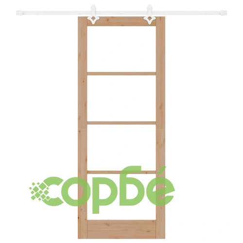 Комплект плъзгаща врата ORKDAL 83x211 см от масивно борово дърво със стъкло и хардуер ➤ топ цена ➤ sorbe.bg