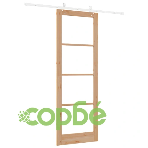 Плъзгаща се врата с комплект за монтаж ORKDAL 83x232x4 см от масивно борово дърво със стъкло ➤ топ цена ➤ sorbe.bg