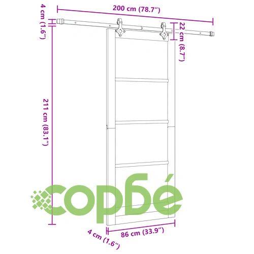 Плъзгаща се интериорна врата ORKDAL 86x211 см от масивна борова дървесина със стъклен панел ➤ топ цена ➤ sorbe.bg
