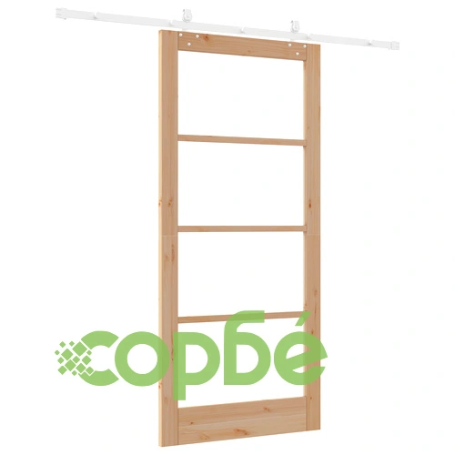 Плъзгаща се врата ORKDAL с хардуер комплект 93x202 см от масивно борово дърво със стъкло ➤ топ цена ➤ sorbe.bg